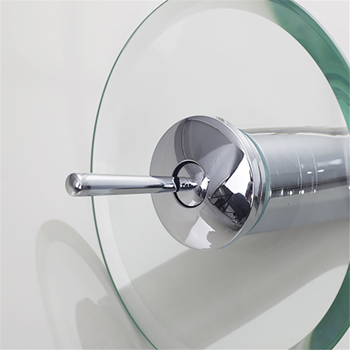 Bathroom Clear Vessel Sink Faucet Basin Vanity Bowl Glass Combo Round Tempered
