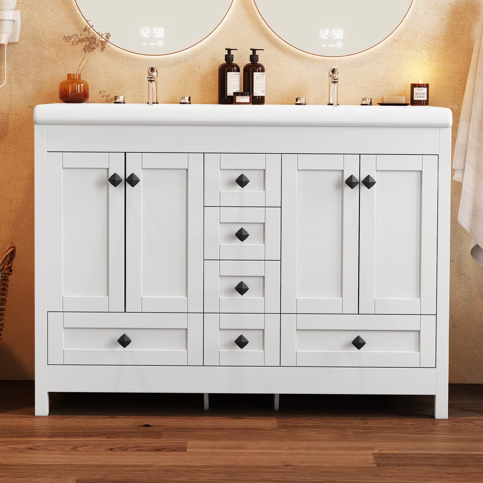 47 Inch Bathroom Vanity with Sink Freestanding Storage Cabinet with 6 Drawers