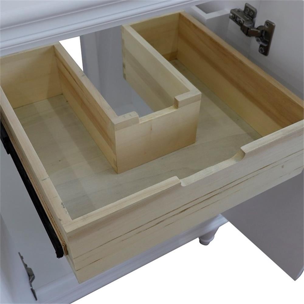 25 in. Single Wooden Vanity White with Gray Granite Oval Sink
