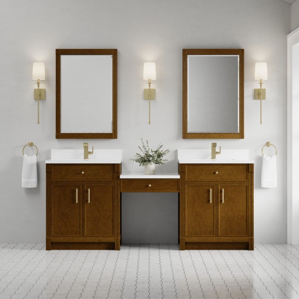 84″James Martin Bellshire 660-VMC84-HNO-1WZ Dual Vanity White Zeus Silestone Top