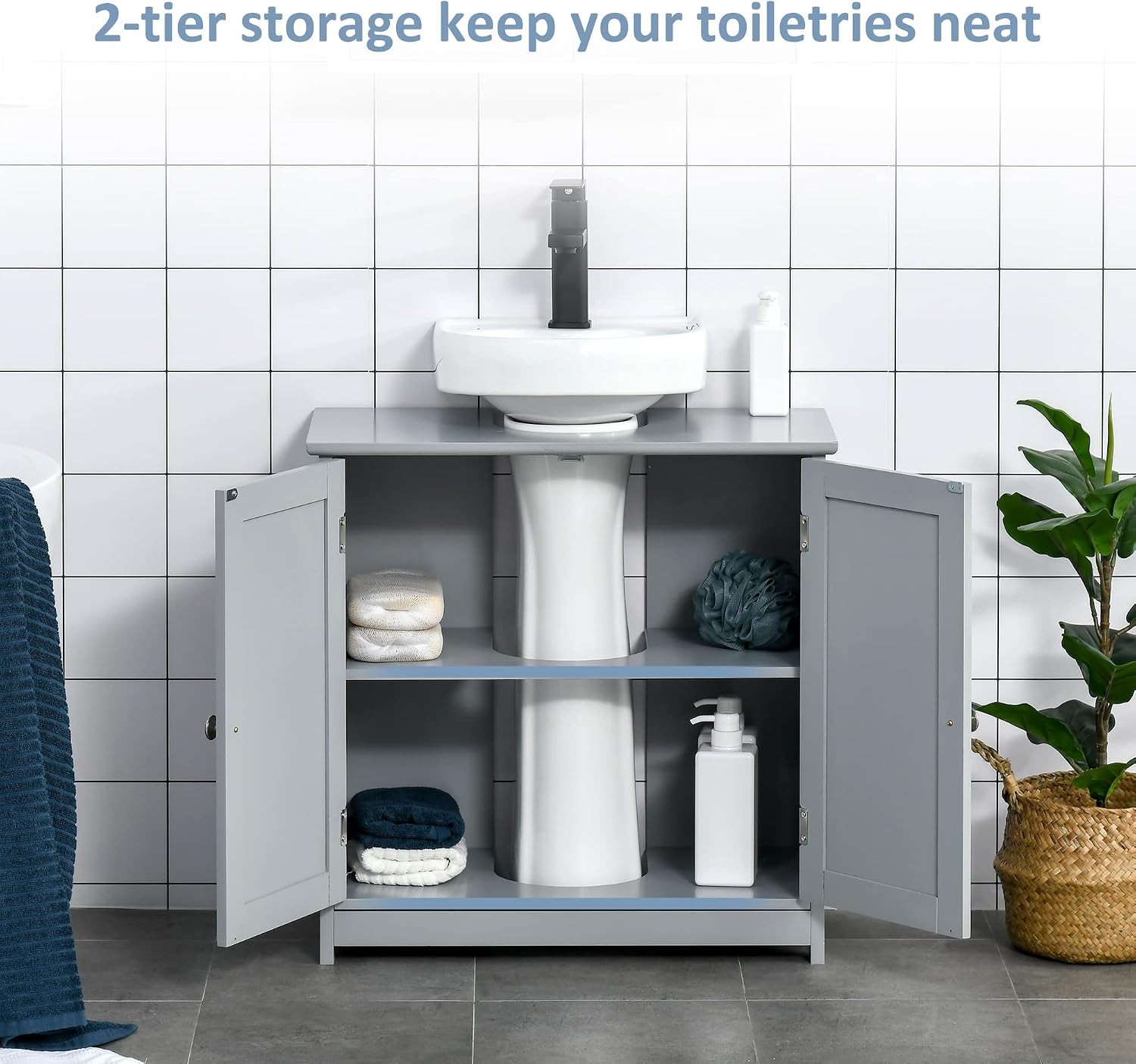 23.5″ Pedestal Sink Storage Cabinet Freestanding Bathroom Under Sink Cabinet