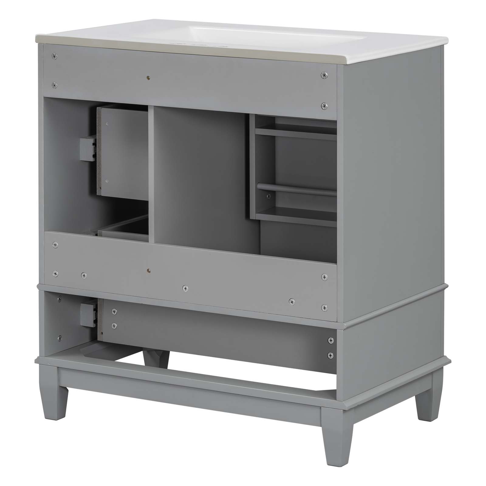 30″ Bathroom Vanity with Ceramic Sink Freestanding Solid Wood Storage Cabinet
