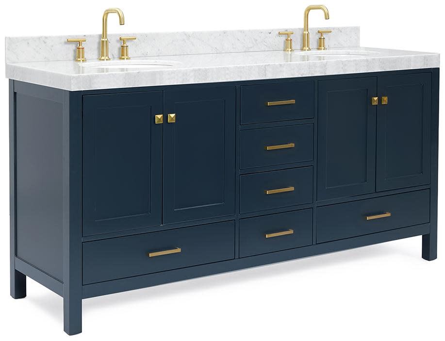 Ariel A072DCW5OVO Cambridge 72″ – Midnight Blue / Italian Carrara Marble Top /