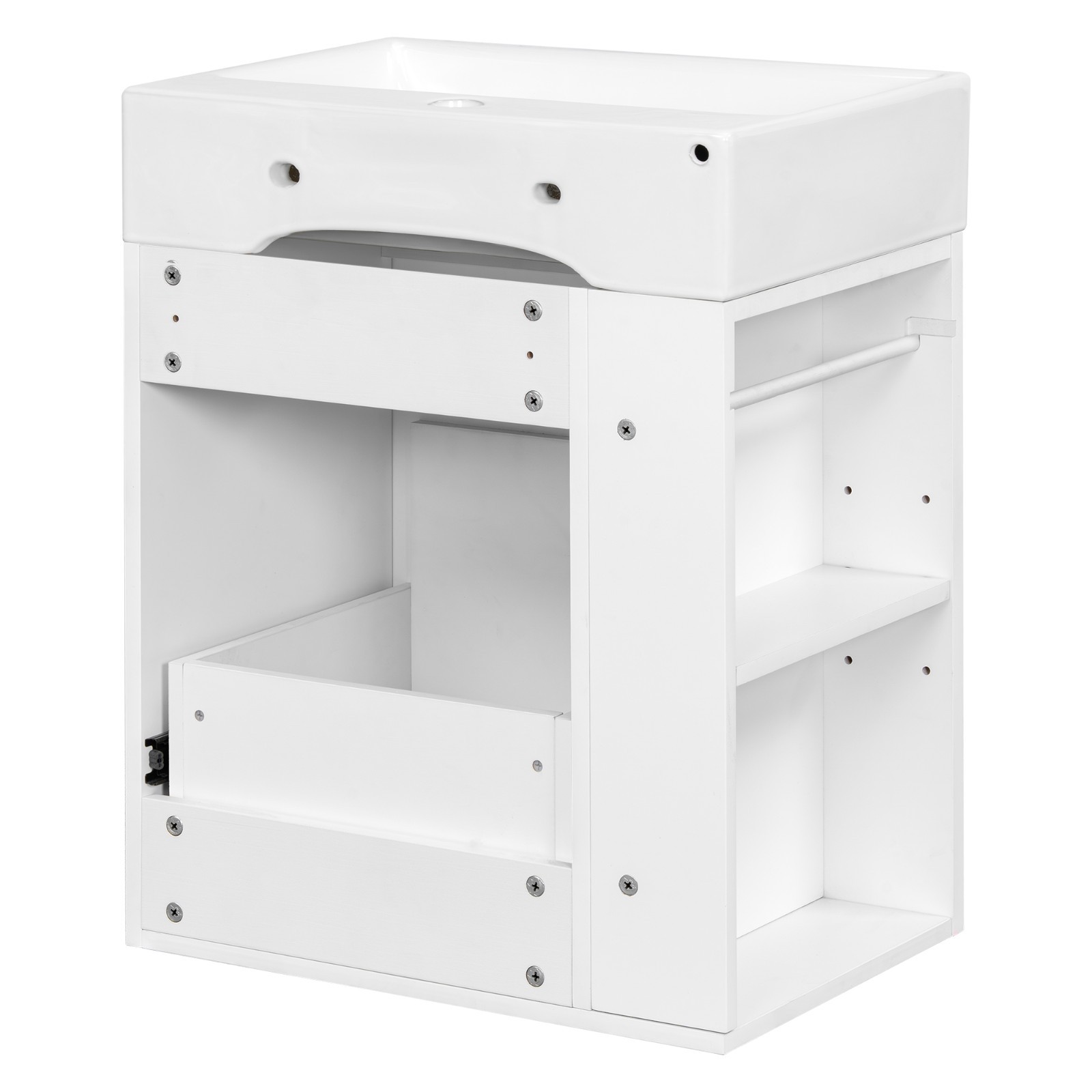 20 Inch Bathroom Vanity Storage Cabinet With Ceramic Sink Storage Drawer Shelf