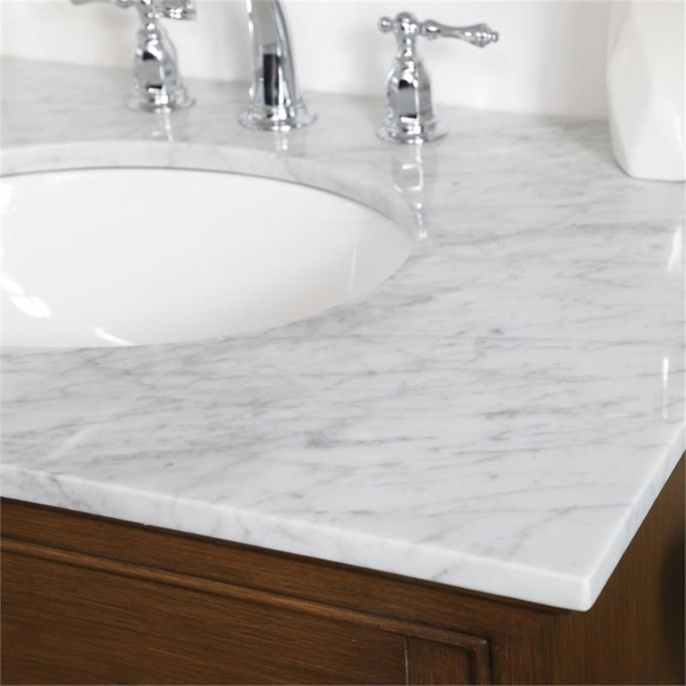 Elegant Decor Aaron 32″ Single Marble Top Bathroom Vanity in Teak