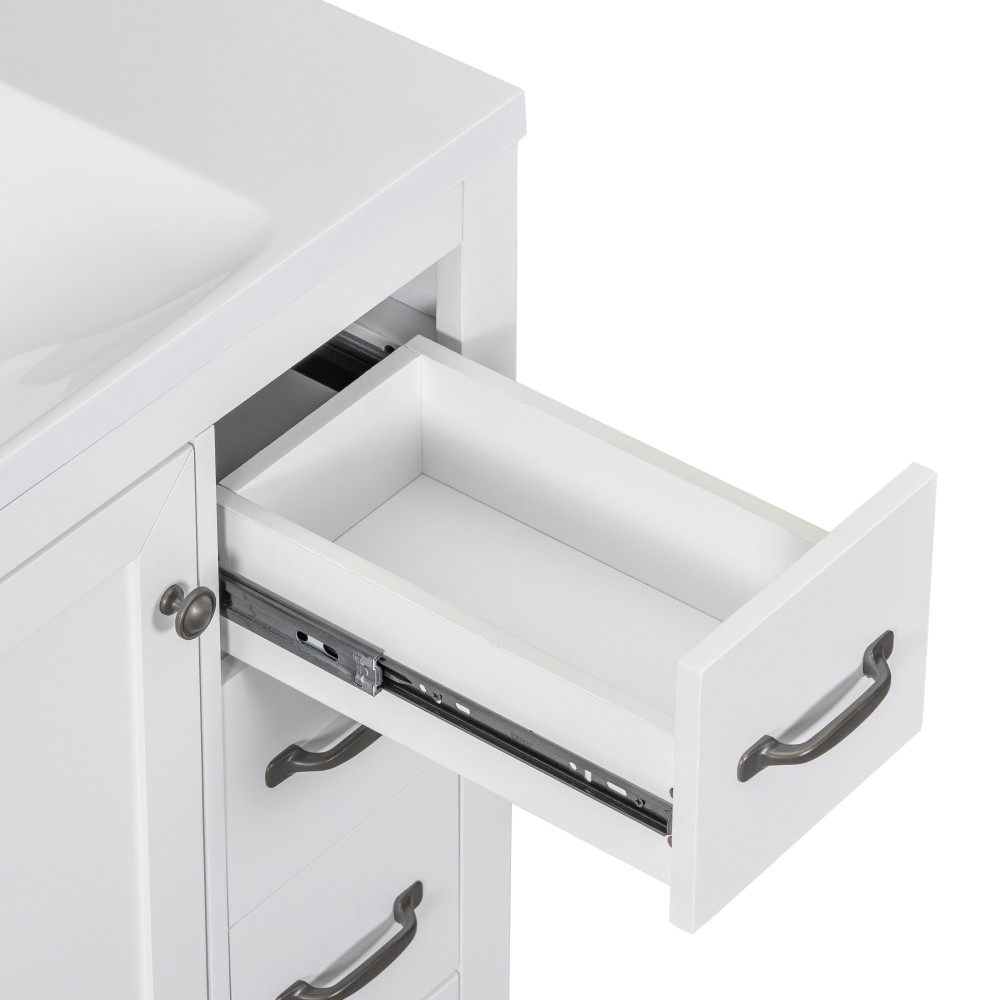 Bathroom Vanity Base Cabinet Six-Drawer Design Features Adjustable Shelves