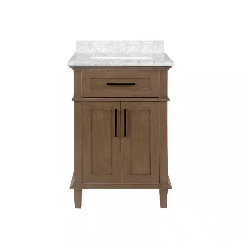 Home Decorators Collection Sonoma 24″ Almond Latte Bath Vanity with Marble Top