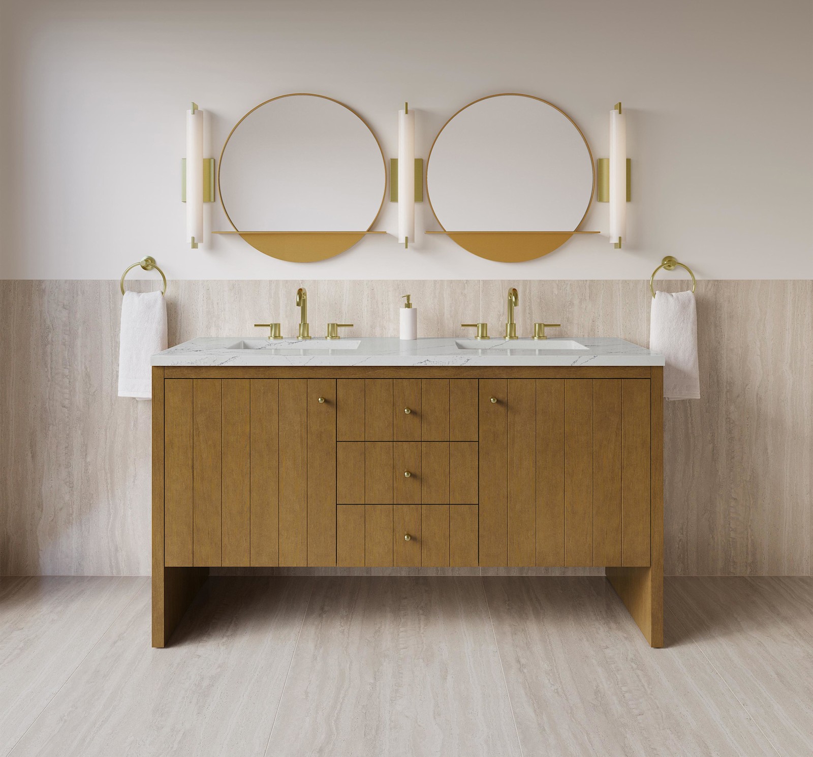 James Martin Vanities 435-V60D-FENC Hudson 60″ – Light Natural Oak