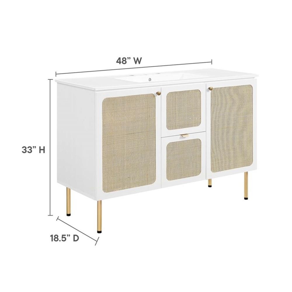 Pemberly Row 48″ Single Sink Wood & Metal Bathroom Vanity in White