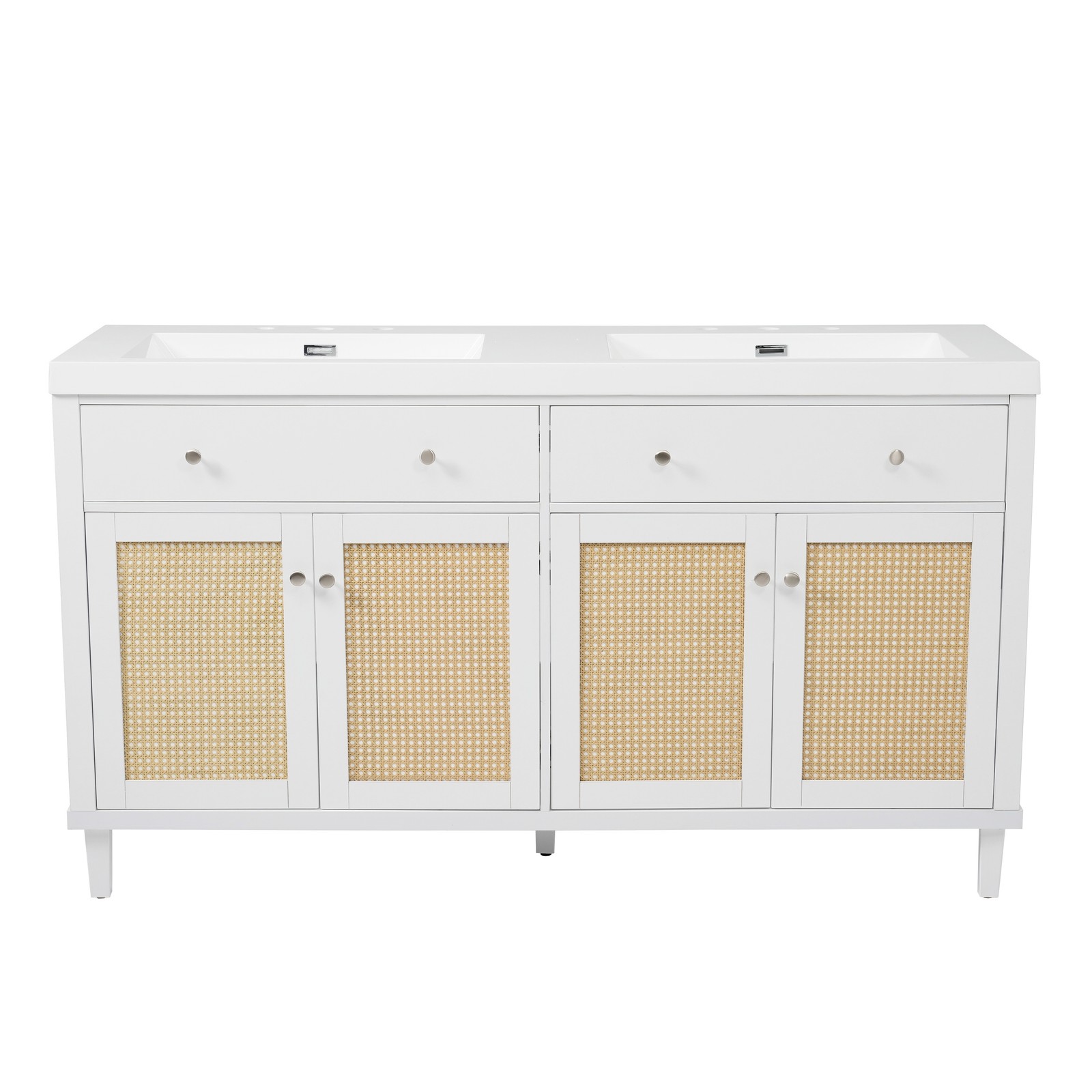 60in Bathroom Vanity w/Double SMC Sink Modern Large Storage Space w/2 Drawers