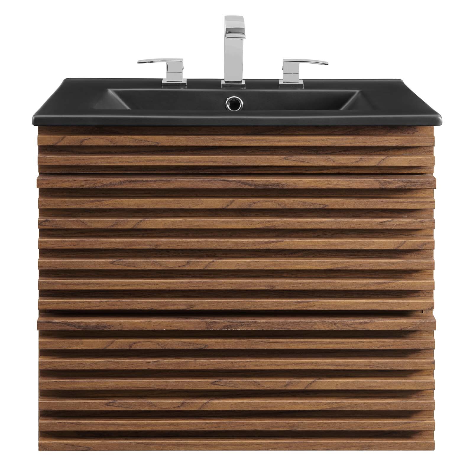 Modway Render 24″ Wall-Mount Bathroom Vanity in Walnut Black