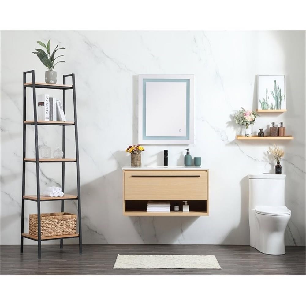 Elegant Decor Roman 36″ Aluminum Alloy MDF Single Bathroom Vanity in Maple