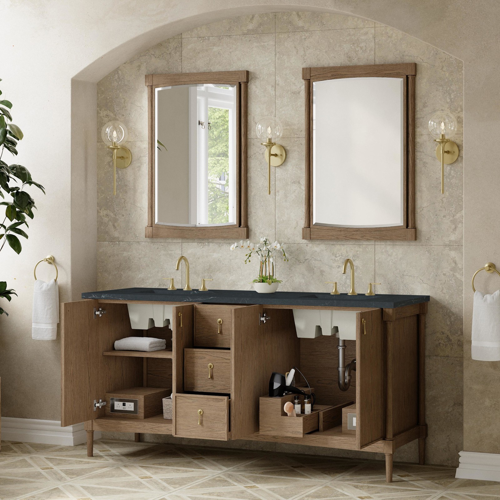James Martin Vanities D680-V72-3CSP Kinnsden 72″ – Sable Oak