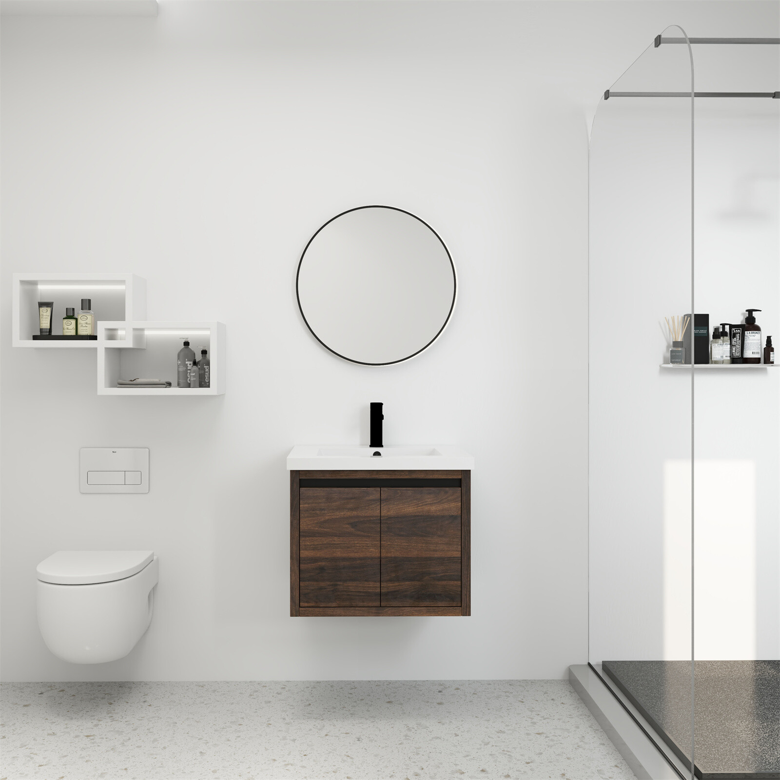 24 Inch Small Bathroom Vanity Floating Wall Mounted Ceramics with Sink