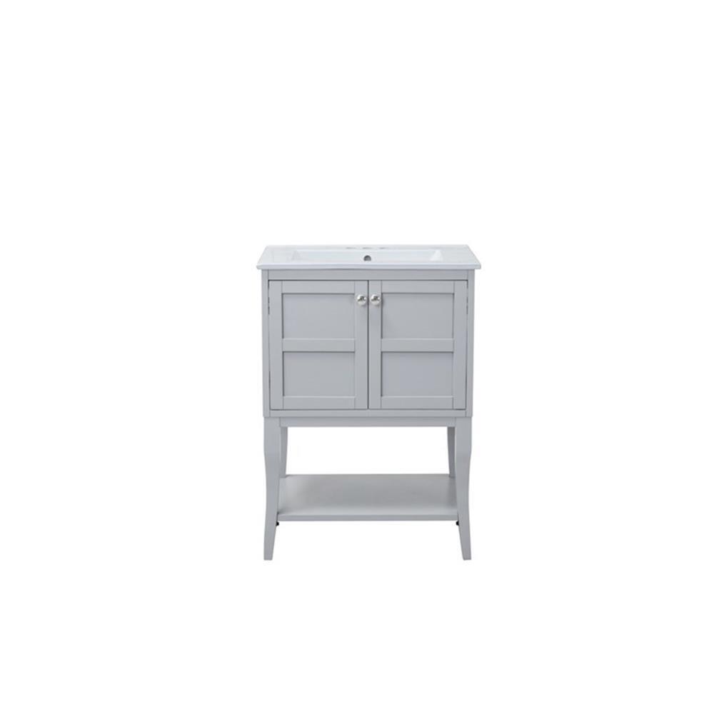 Elegant Decor Mason 24″ Solid Wood Single Bathroom Vanity in Gray