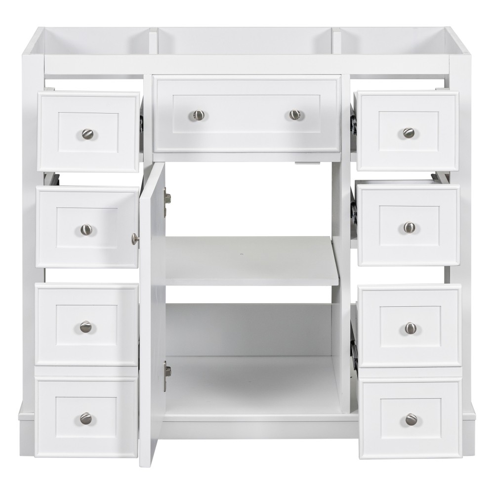 36″ Bathroom Vanity without Sink, Cabinet Base Only, One Cabinet and Six Drawers