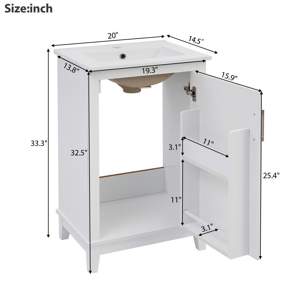 20 Inch Bathroom Vanity Modern Small Bathroom Vanity Cabinet With Ceramic Basin