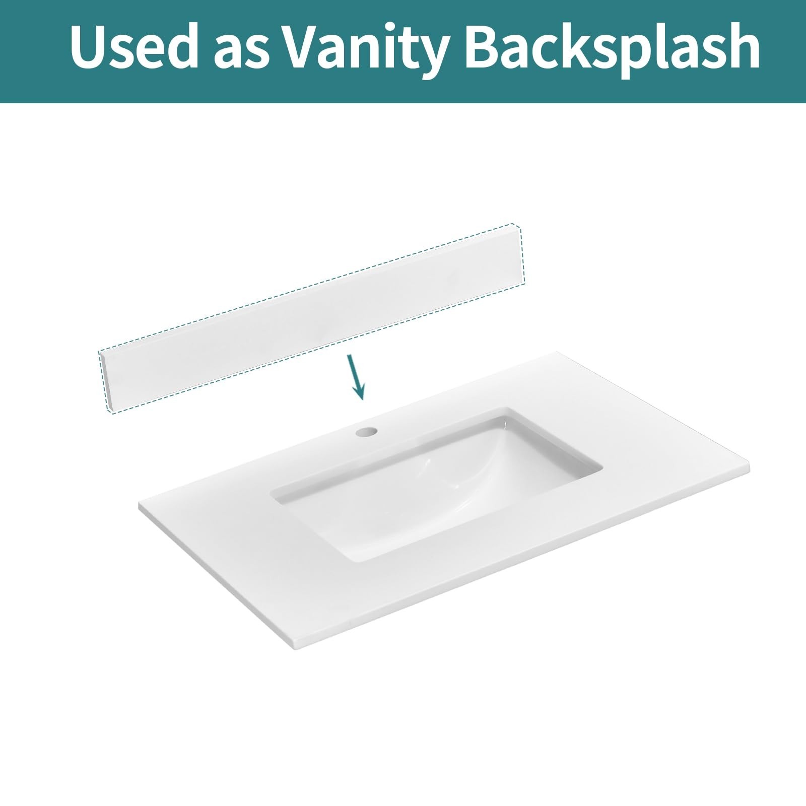 Engineered Stone Sidesplash/Backsplashes Vanity White 30” x .75” x 4” Universal