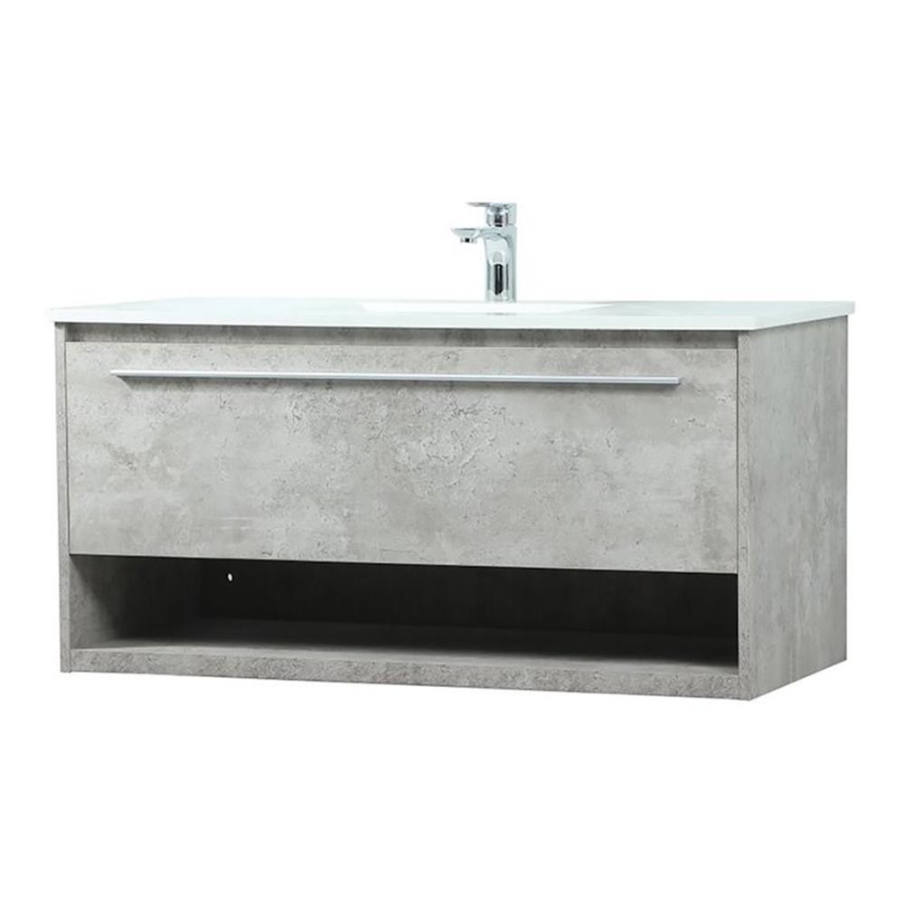 Elegant Decor Roman 40″ Aluminum Alloy MDF Single Bathroom Vanity in Gray