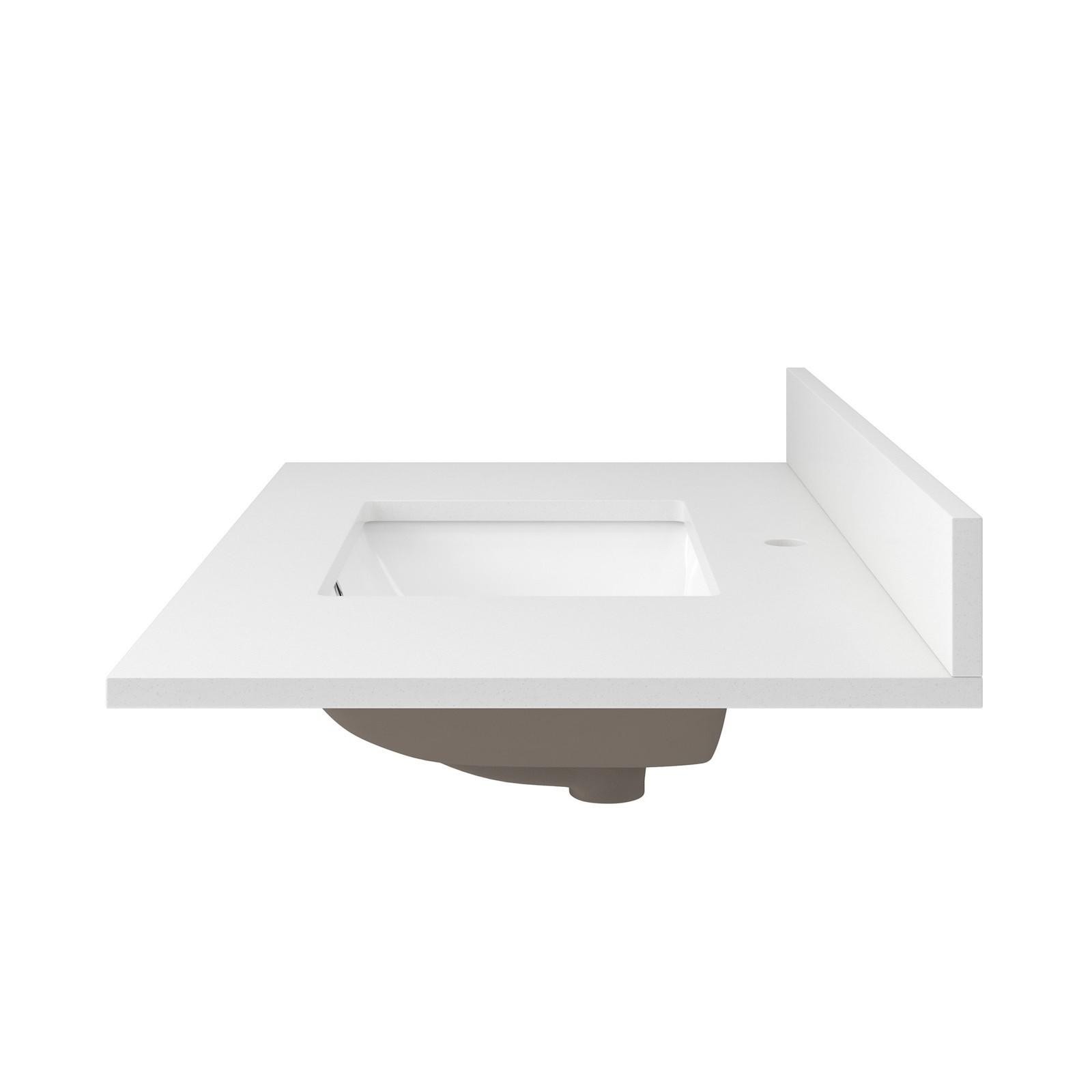 CRAFT + MAIN QZ37221R 37″ Quartz Vanity Top – White