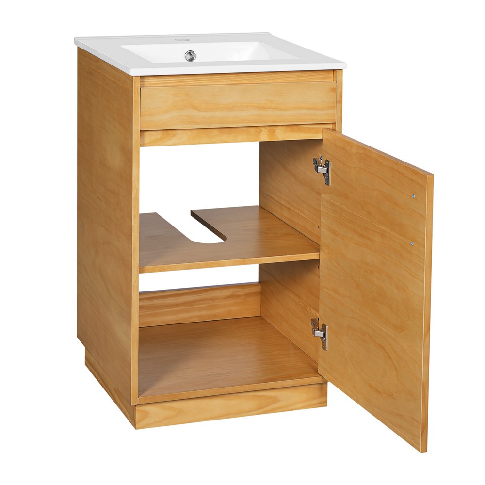 20″ Bathroom Vanity w/Sink, Freestanding Vanity Cabinet,Shelf, Soft Closing Door
