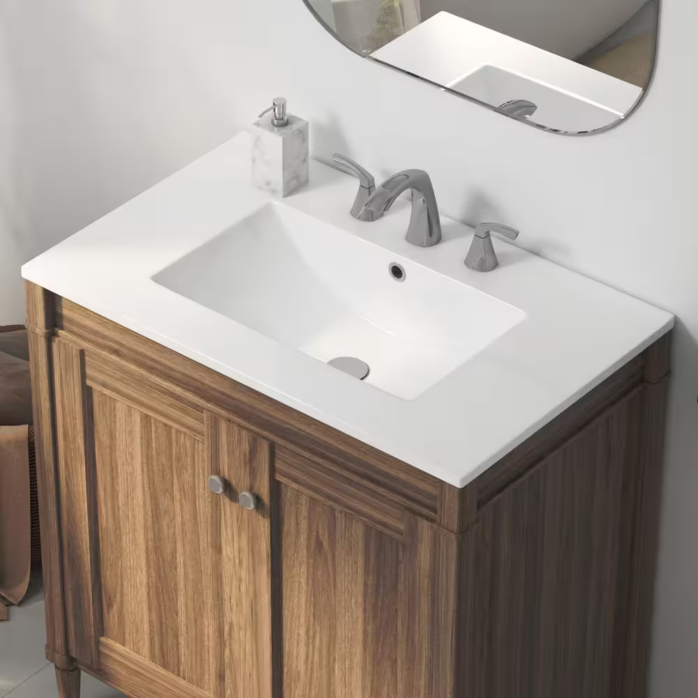 Tucson 30 In. W X 18 In. D Vitreous China Single Sink Vanity Top in White with 3