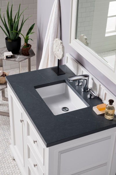 36″ James Martin De Soto 825-V36-BW-3CSP Vanity Cabinet Charcoal Soapstone Top