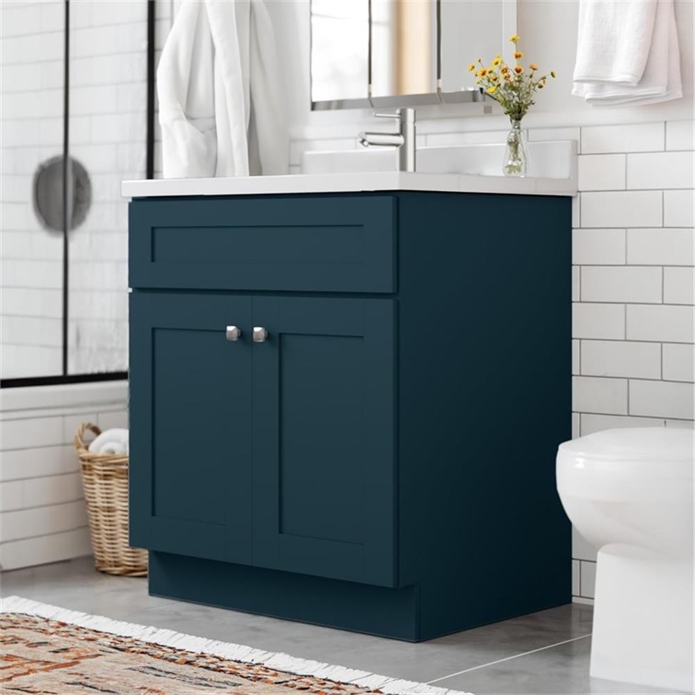 Bowery Hill 31-Inch Bath Vanity – Dark Night Base and Single Hole Top