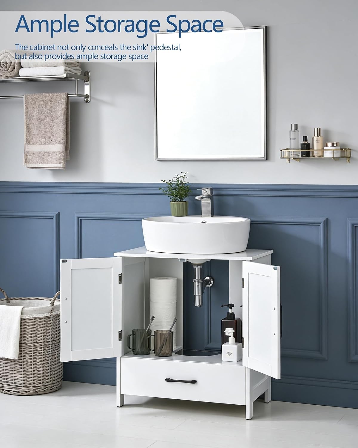 Bathroom Vanity Sink Cabinet, Under Sink Storage Cabinet with 2 Doors,
