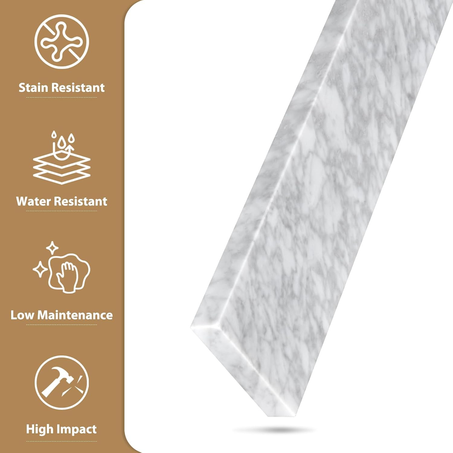 21″ Carrara Marble Side Splash for Bathroom Vanity Sink – Universal Fit