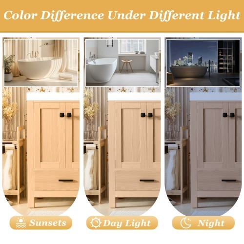 59.3″ Modern Bathroom Vanity w/4 Doors & 3 Drawers, Hidden Drawer Slides Wood