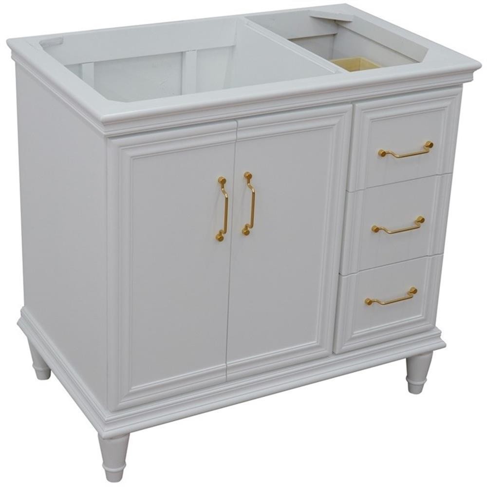 36 in. Single Wooden Vanity White Finish Left Door Cabinet Only