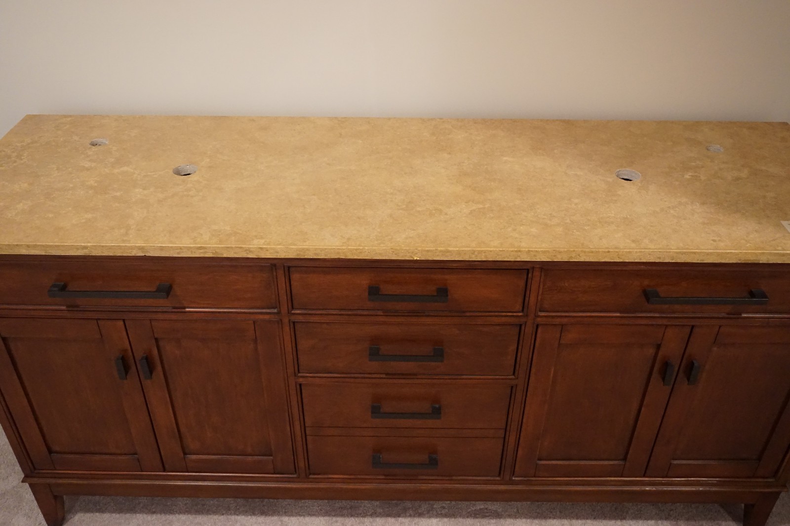 Signature Hardware Travertine Vessel Double Sink Vanity Top – 73 in. x 22 in.