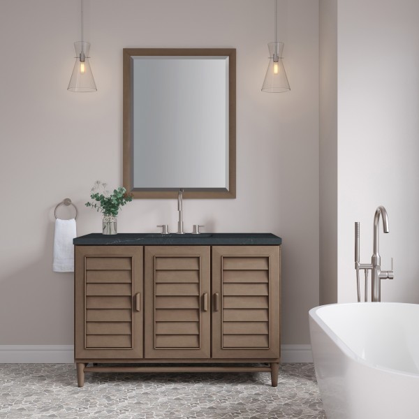 48″ James Martin Portland 620-V48-WW-3CSP Vanity Cabinet Charcoal Soapstone Top