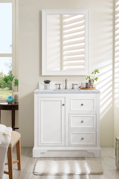 36″ James Martin De Soto 825-V36-BW-3CAR Vanity Cabinet Carrara Marble Top