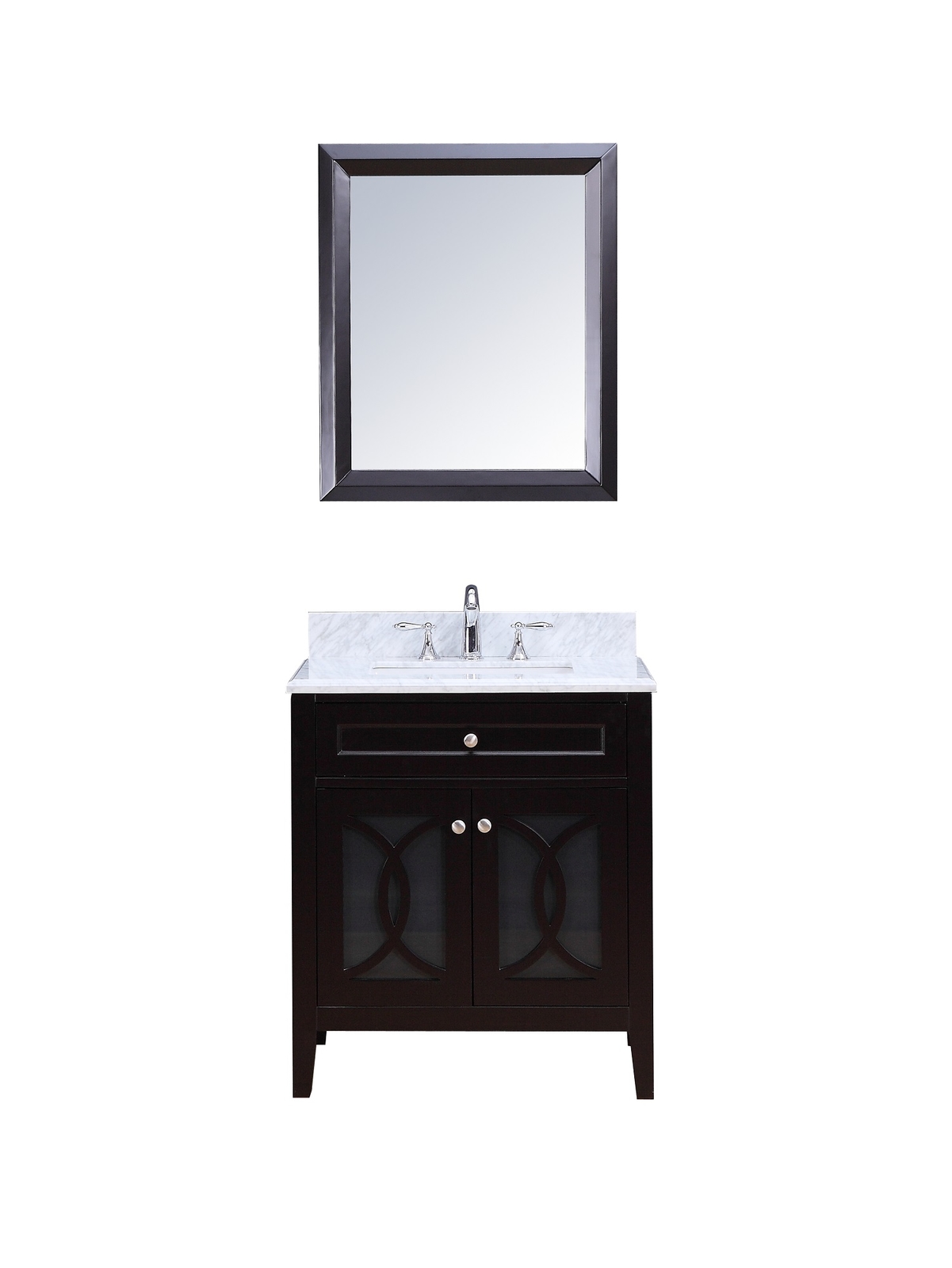 Bathroom Vanity – Rocca Transitional Bathroom Vanity Set with Carrera Marble Top