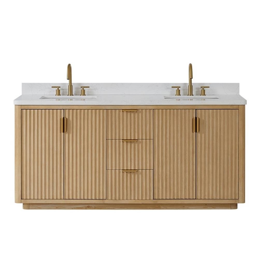 Cadiz 72″ Double Bathroom Vanity in Washed Ash Grey w/Lightning White Composite