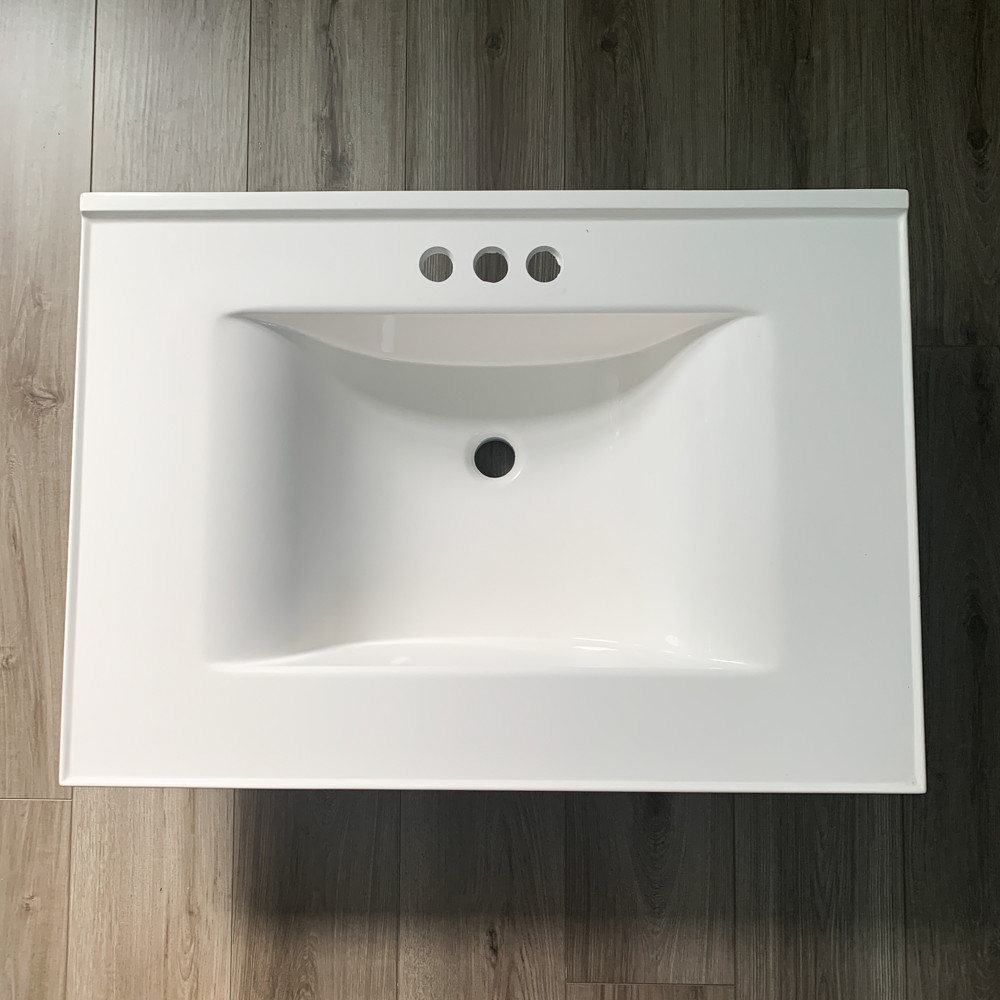 White Vanity Sink Top – 31″ x 22″ Solid White • RSI Home Products WV213-3X