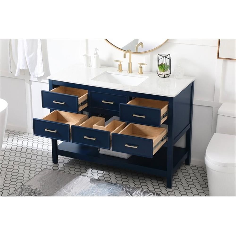 Elegant Decor Sinclaire 48″ Aluminum Alloy & MDF Single Bathroom Vanity in Blue