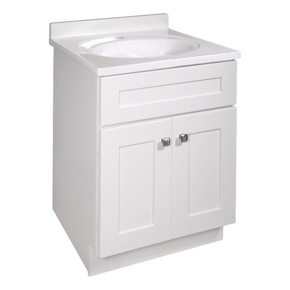 Brookings 25′ Bathroom Vanity w/Marble Top Assembled Sherwin Williams in White