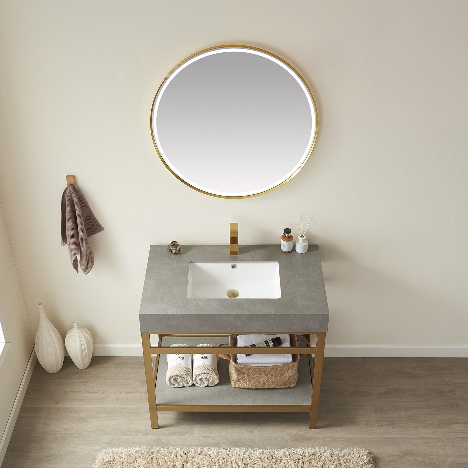 Miseno MV702536 Funes 36″ – Brushed Gold / White