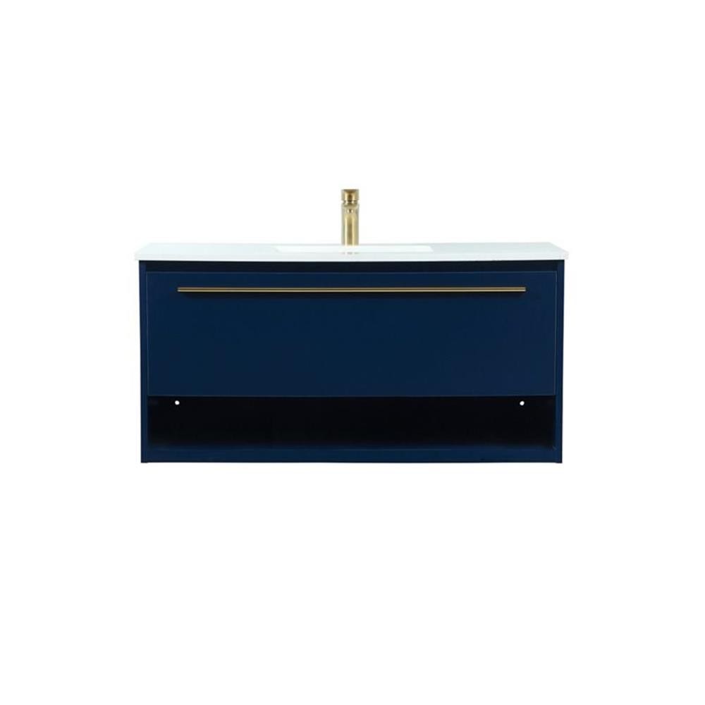 Elegant Decor Roman 40″ Aluminum Alloy MDF Single Bathroom Vanity in Blue