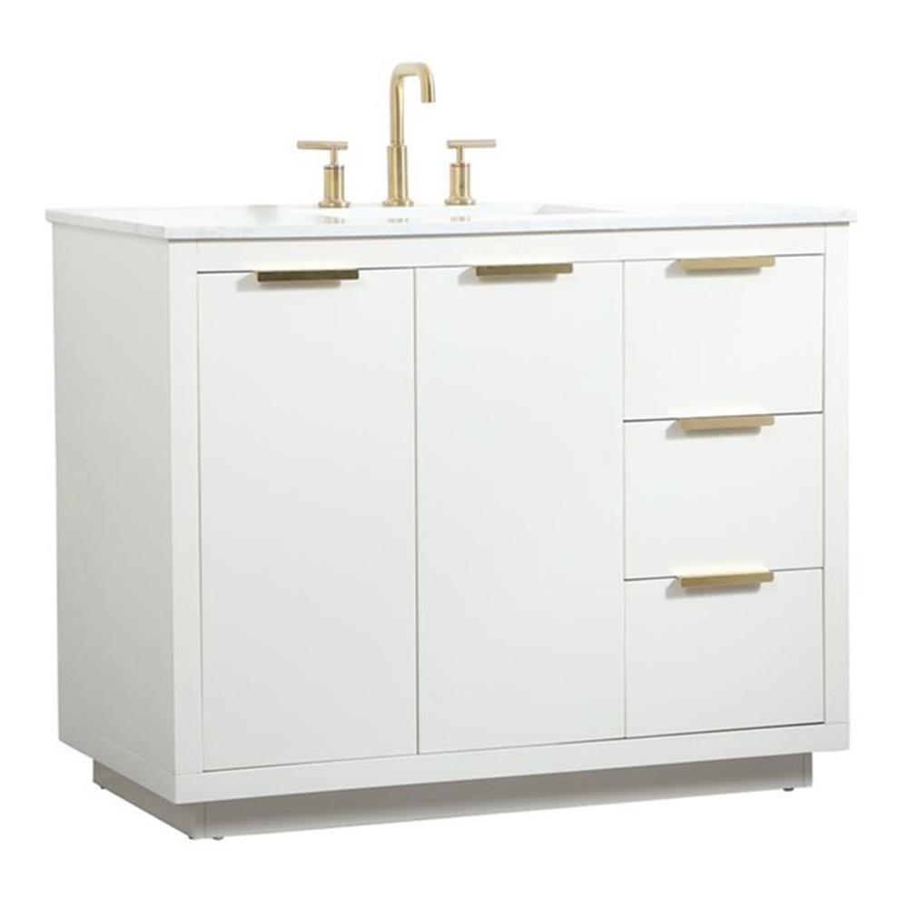 Elegant Decor Blake 42″ Aluminum Alloy MDF Single Bathroom Vanity in White