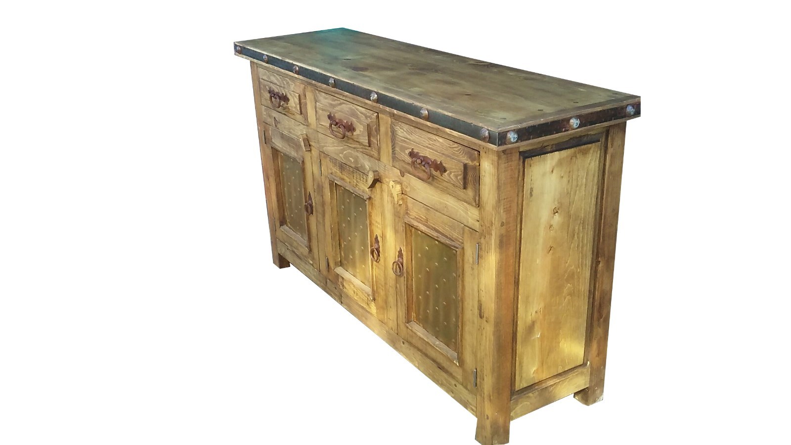 Rustic Bathroom Vanity Turquoise Metal Panel Doors 60 inch