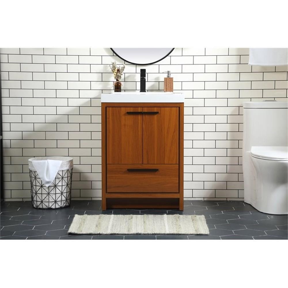 Elegant Decor Wyatt 24″ Aluminum Alloy and MDF Single Bathroom Vanity in Teak