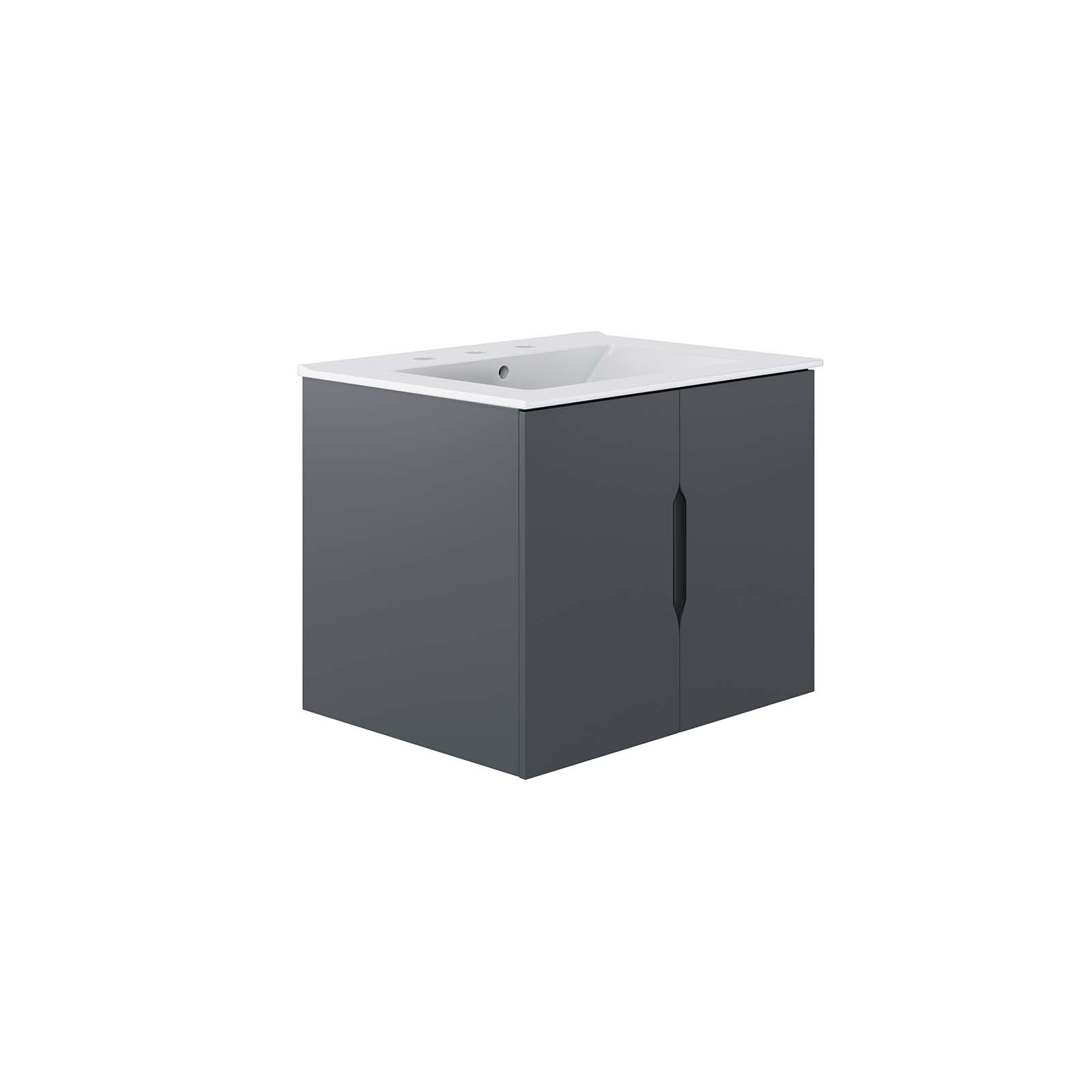 Modway Vitality 24″ Wall-Mount Bathroom Vanity in Gray White