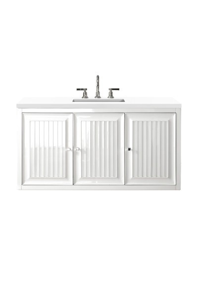 48″ James Martin Athens E645-V48-GW-3WZ Vanity Cabinet White Zeus Silestone Top