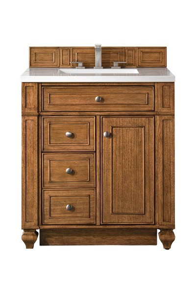 30″ James Martin Bristol 157-V30-SBR-3WZ Vanity Cabinet White Zeus Silestone Top