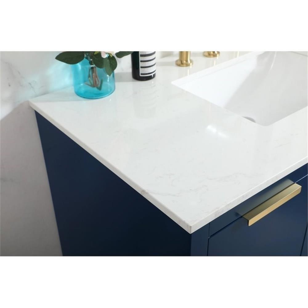 Elegant Decor Blake 42″ Aluminum Alloy MDF Single Bathroom Vanity in Blue
