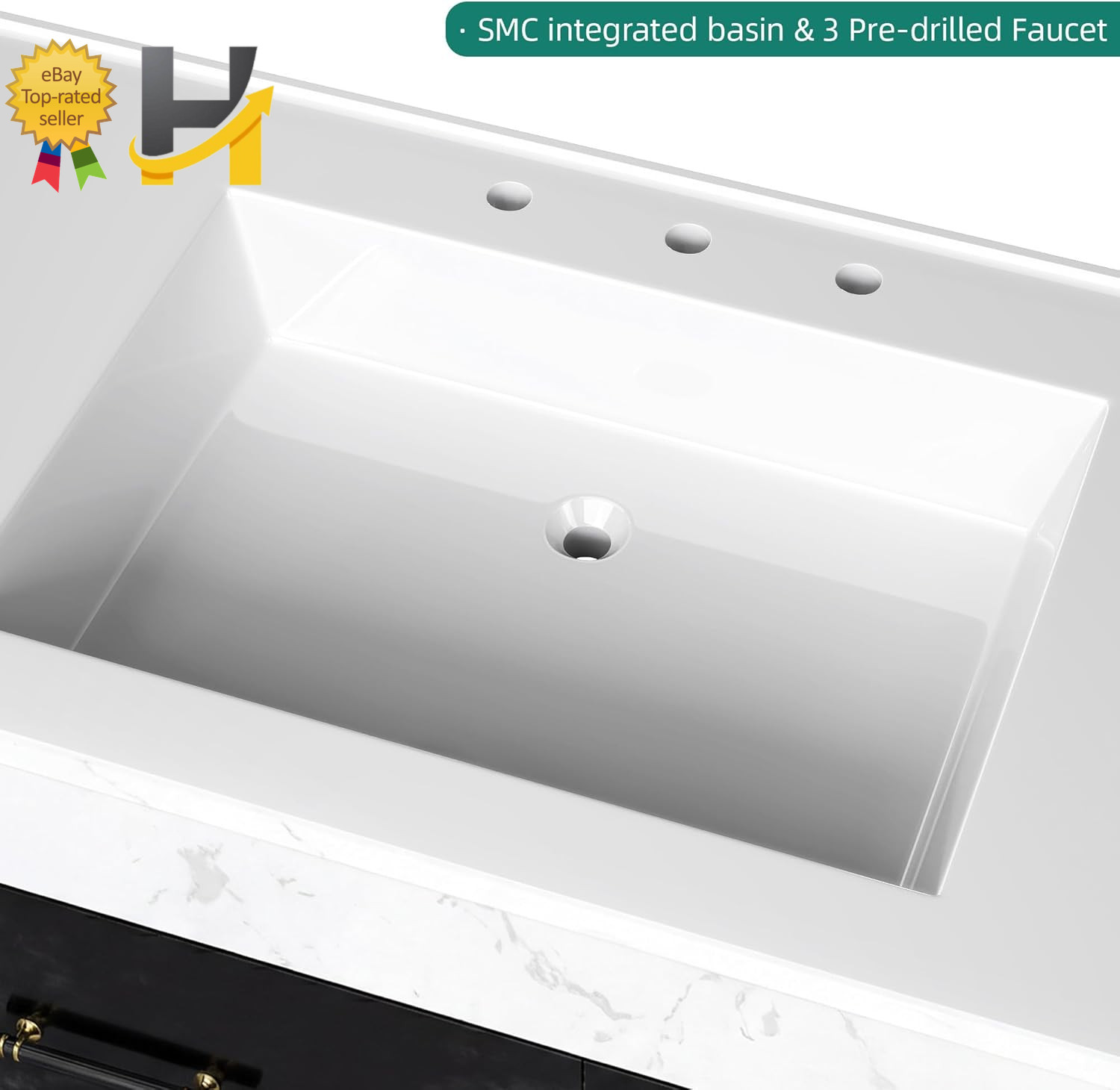 37″ Floating Bathroom Vanity with Sink Wall Mounted Cabinet Black White